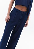 Bayan Mavi Orta Bel Wide-Leg Pantolon ( TENCEL™ )