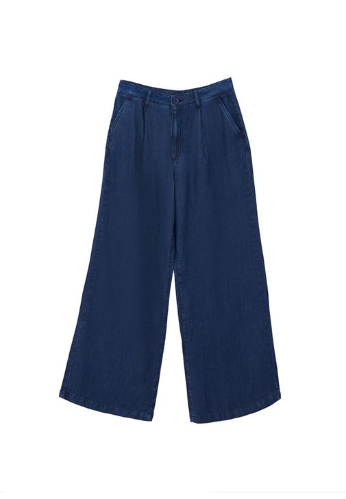 Orta Bel Pantolon ve Yaka Detaylı Bluz Kombini