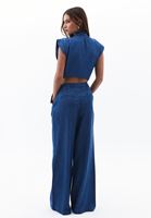 Bayan Mavi Orta Bel Wide-Leg Pantolon ( TENCEL™ )