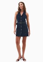 Denim Mini Elbise ve Topuklu Terlik Kombini