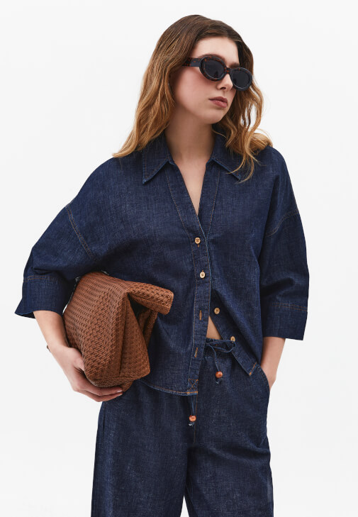  Keten Karışımlı Oversize Gömlek