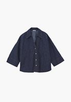 Bayan Lacivert Keten Karışımlı Oversize Gömlek