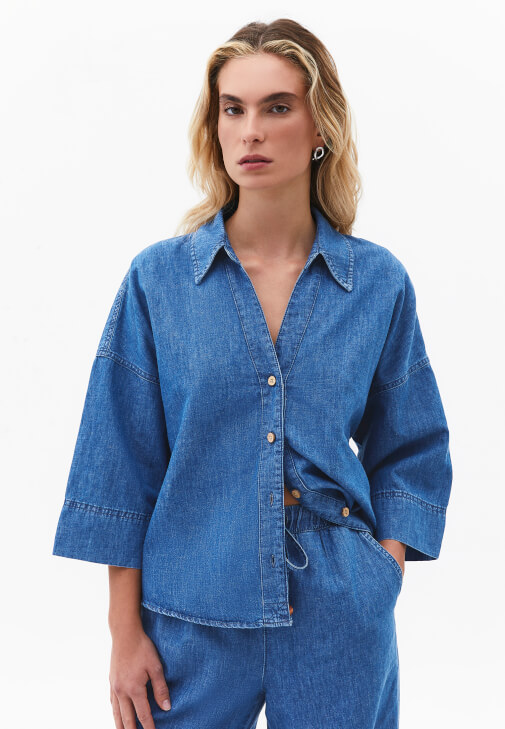  Keten Karışımlı Oversize Gömlek
