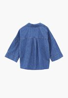 Bayan Mavi Keten Karışımlı Oversize Gömlek