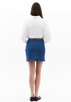 Bayan Mavi Yüksek Bel Denim Etek