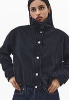 Bayan Siyah Oversize Bomber Ceket