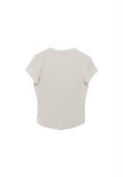 Bayan Bej Modal Düğme Detaylı Tişört