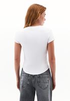 Bayan Beyaz Modal Düğme Detaylı Tişört