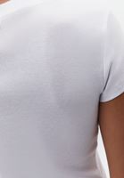 Bayan Beyaz Modal Düğme Detaylı Tişört