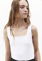 Bayan Beyaz Modal Kare Yaka Atlet