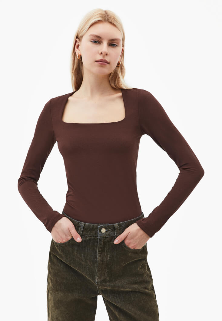 Modal Kare Yaka Tişört - Görsel 9