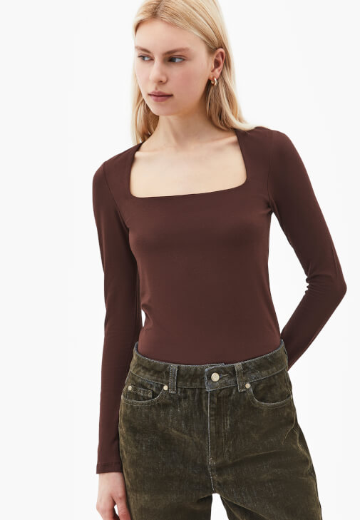 Modal Kare Yaka Tişört - Görsel 3