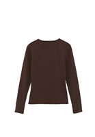 Bayan Kahverengi Modal Kare Yaka Tişört