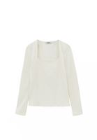 Bayan Krem Modal Kare Yaka Tişört