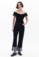 Bayan Siyah Modal Burgu Detaylı Bluz