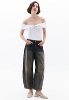 Bayan Beyaz Modal Burgu Detaylı Bluz