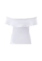 Bayan Beyaz Modal Burgu Detaylı Bluz