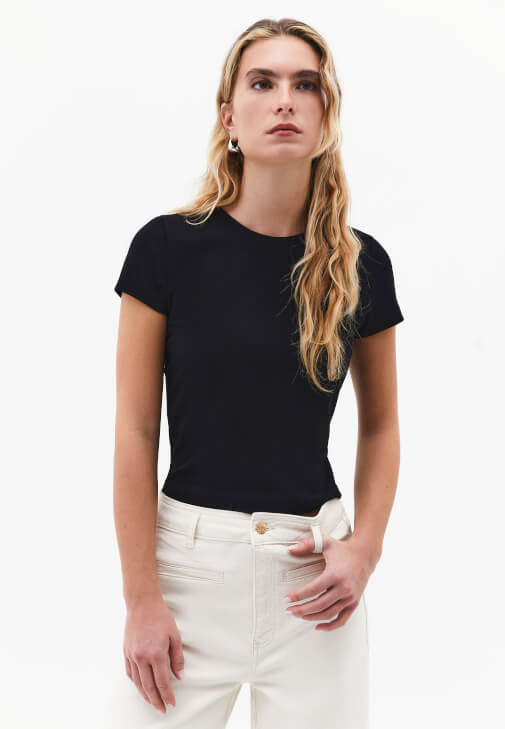 Siyah Modal Sıfır Yaka Tişört