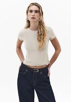 Bayan Bej Modal Sıfır Yaka Tişört