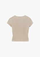 Bayan Bej Modal Sıfır Yaka Tişört