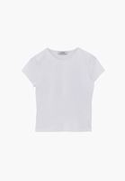 Bayan Beyaz Modal Sıfır Yaka Tişört
