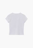 Bayan Beyaz Modal Sıfır Yaka Tişört