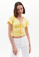 Modal Büzgülü Bluz ve Wide-Leg Pantolon Kombini