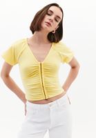 Modal Büzgülü Bluz ve Wide-Leg Pantolon Kombini