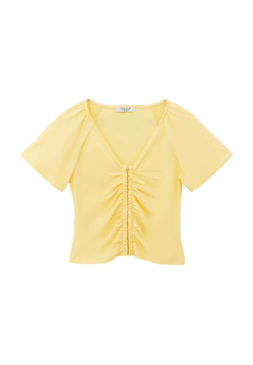 Modal Büzgülü Bluz ve Wide-Leg Pantolon Kombini