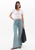 Bayan Beyaz Modal V Yaka Bluz