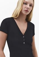 Bayan Siyah Modal V Yaka Tişört