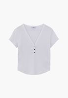Bayan Beyaz Modal V Yaka Tişört