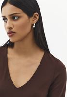 Bayan Kahverengi Modal V Yaka Tişört