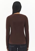 Bayan Kahverengi Modal V Yaka Tişört
