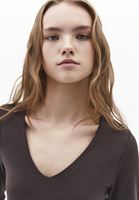 Bayan Kahverengi Modal V Yaka Tişört