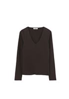 Bayan Kahverengi Modal V Yaka Tişört