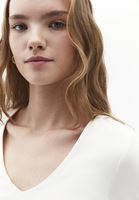 Bayan Krem Modal V Yaka Tişört