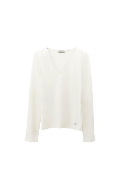 Modal V Yaka Tişört - Görsel 6