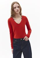 Bayan Kırmızı Modal V Yaka Tişört