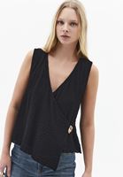 Bayan Siyah Modal Aksesuar Detaylı Bluz