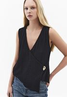 Bayan Siyah Modal Aksesuar Detaylı Bluz