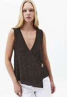 Bayan Kahverengi Modal Aksesuar Detaylı Bluz