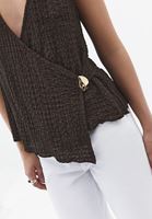 Bayan Kahverengi Modal Aksesuar Detaylı Bluz