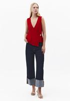 Bayan Kırmızı Modal Aksesuar Detaylı Bluz