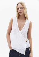 Bayan Beyaz Modal Aksesuar Detaylı Bluz