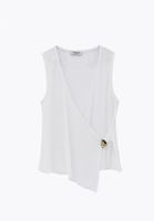 Bayan Beyaz Modal Aksesuar Detaylı Bluz