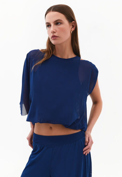 Lacivert Atlet Detaylı Balon Tişört