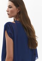 Bayan Lacivert Atlet Detaylı Balon Tişört