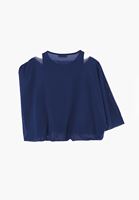 Bayan Lacivert Atlet Detaylı Balon Tişört