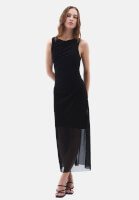 Bayan Siyah Büzgü Detaylı Uzun Elbise